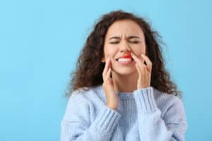 African American woman with gum inflammation